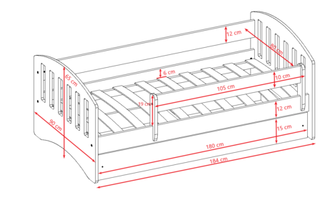Łóżko 180x80 cm białe z szufladą i materacem dla nastolatków CLASSIC