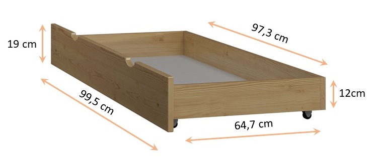 Mała szuflada pod łóżko 200 cm - wymiary