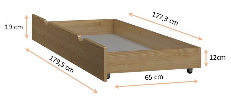 Szuflada pojedyncza pod łóżko - wymiary